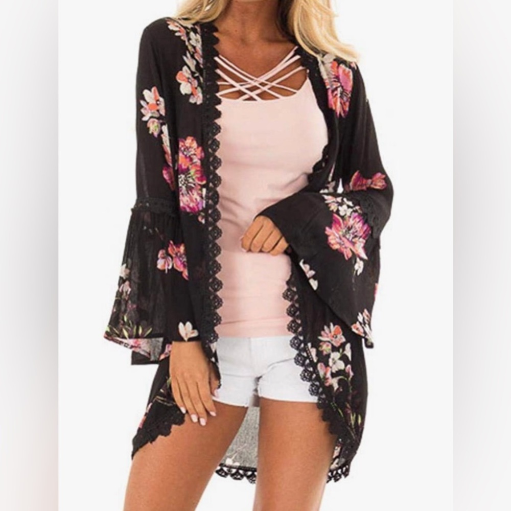 Lace Kimono with Bell Sleeves